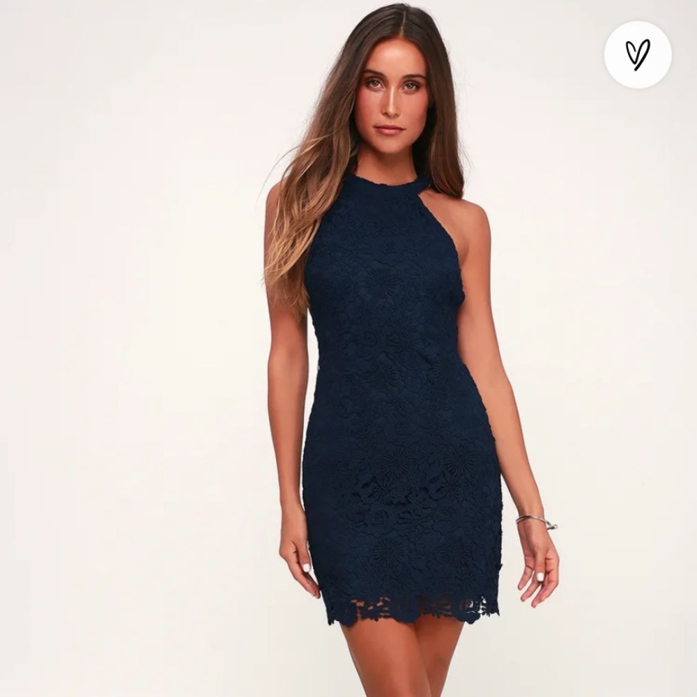 Lulus Navy Blue Lace Mini Dress